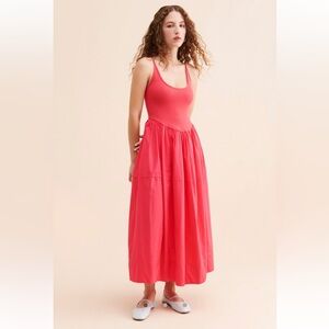 Free People Dylan Midi Dress in the color Miami Beet Pink